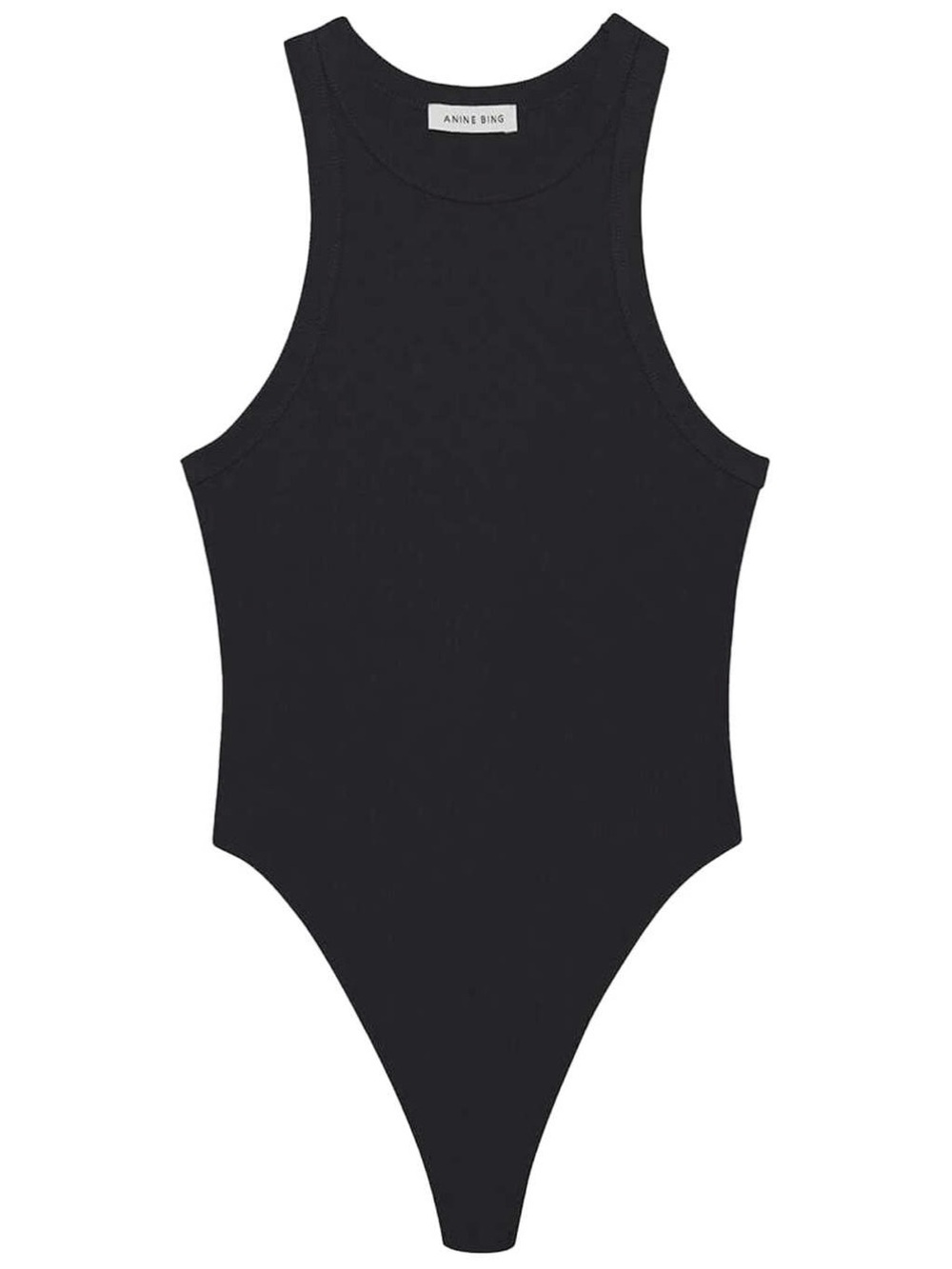 ANINE BING Ty Black Ribbed Racerback Bodysuit S NWOT